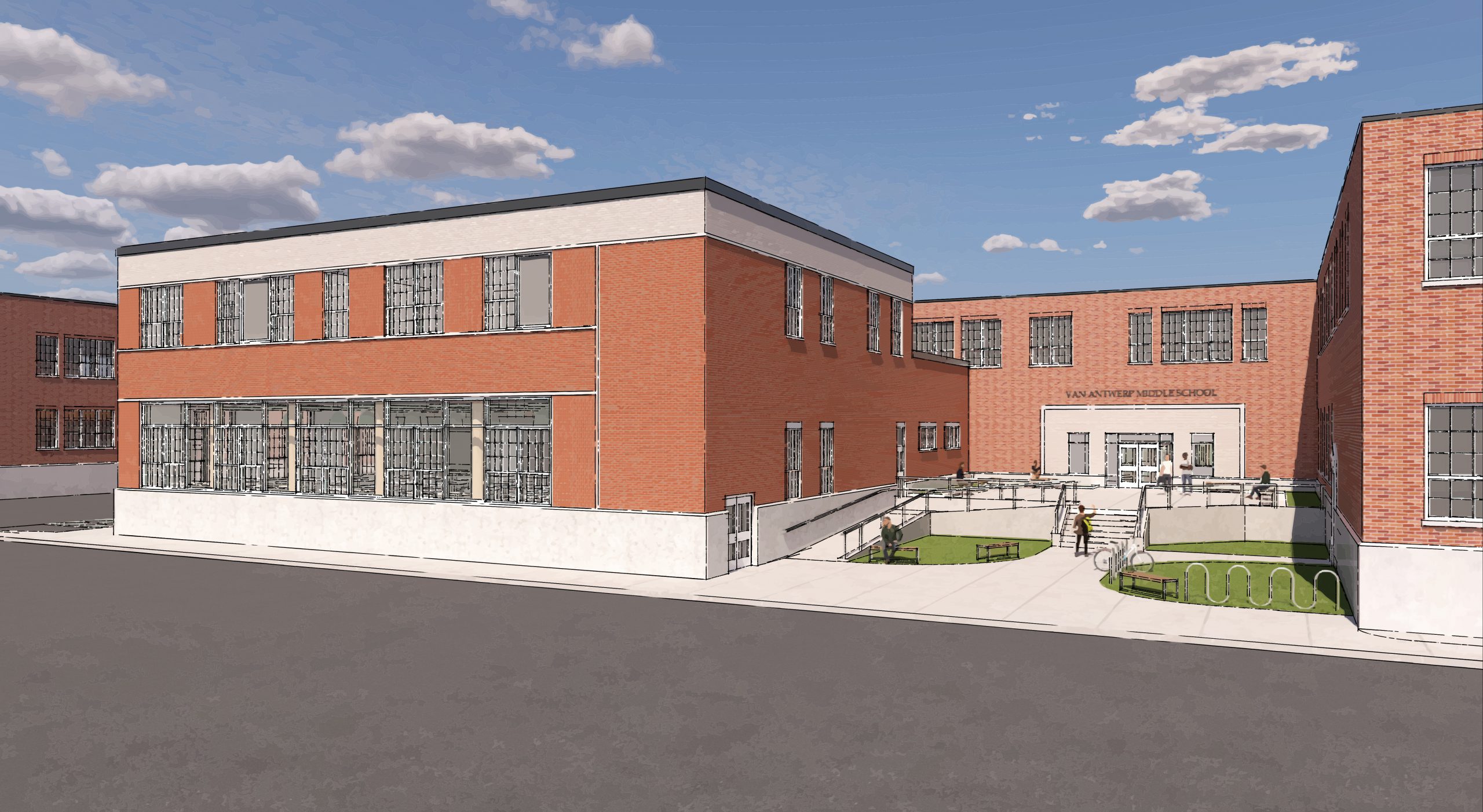 Artist rendering of the VA courtyard.