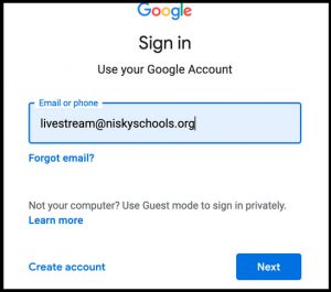 This is a screen capture of a Google log-in page