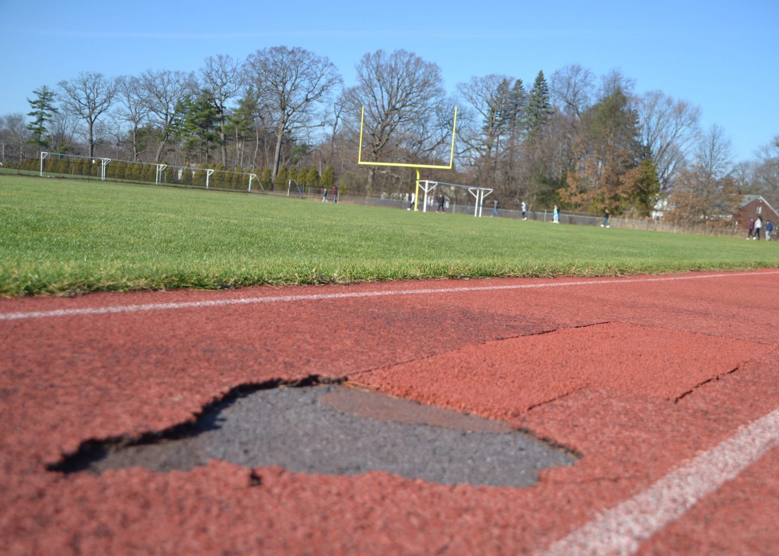 High school track showing deterioration