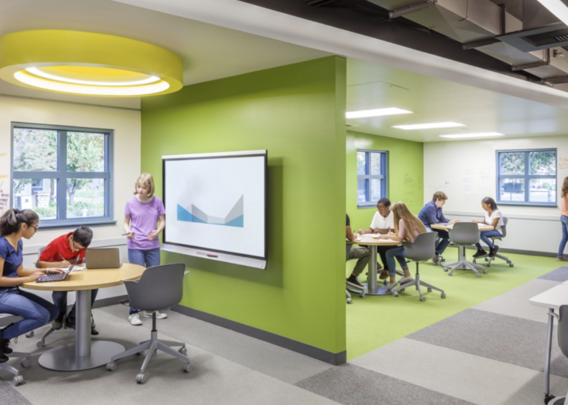 Example of modern learning spaces with small group work spaces