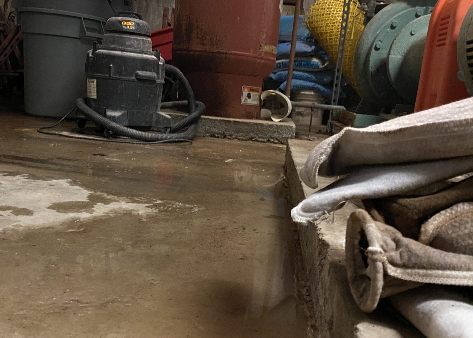 Glencliff boiler room with water on the floor