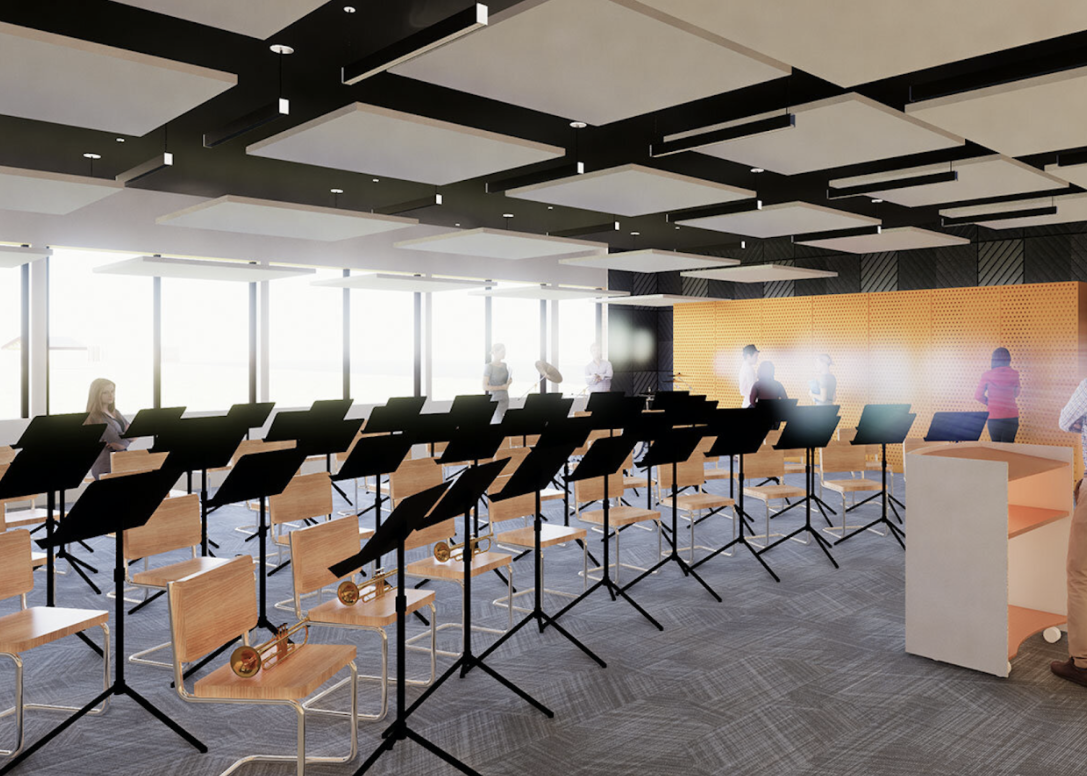 Example of a modern room for music ensembles