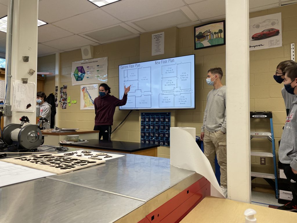 Students presenting in front of a class