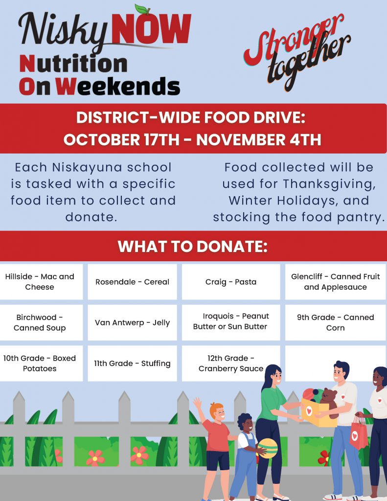 Nisky NOW District-wide Food Drive October 17-November 4 information and donation suggestions