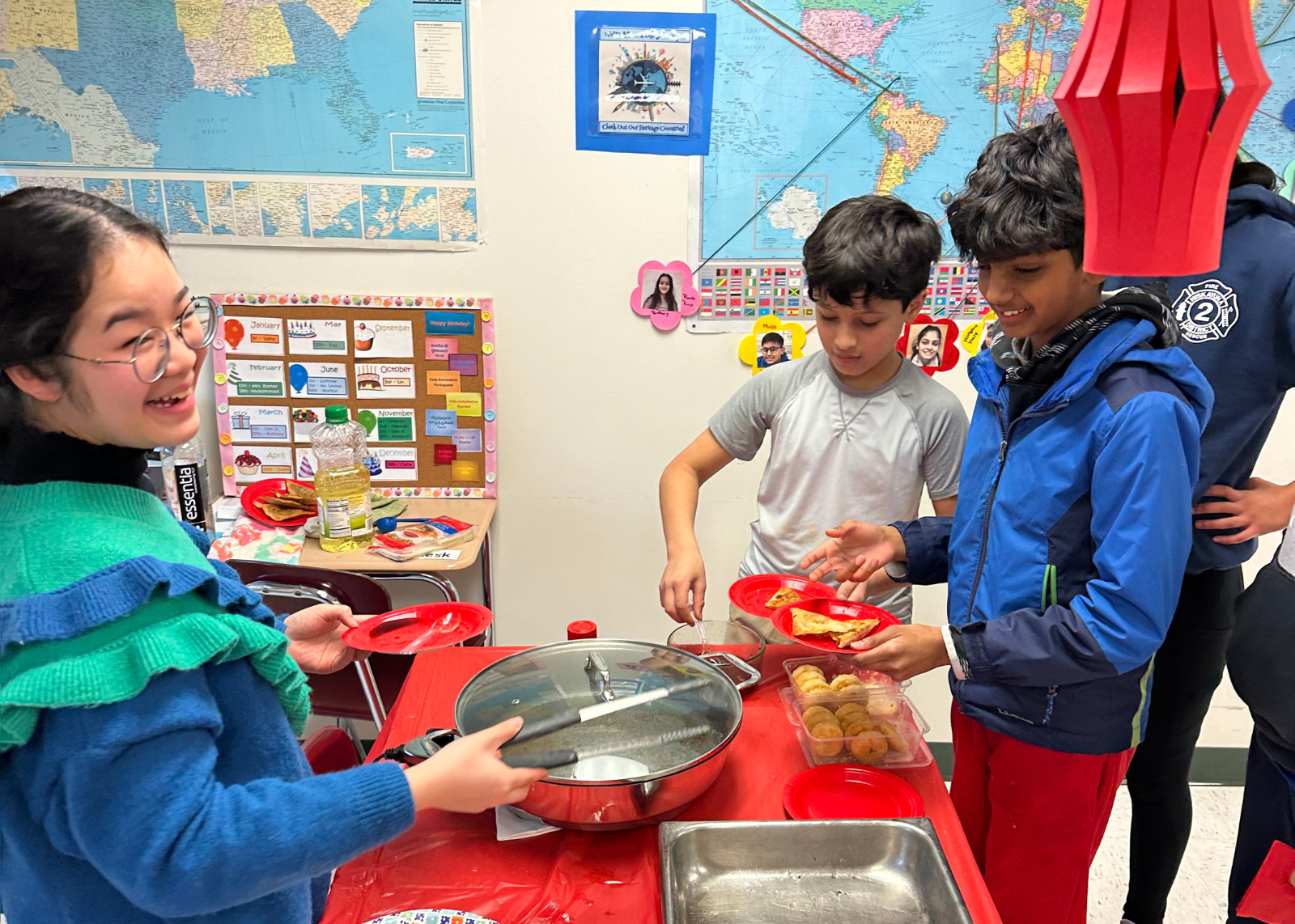 Students collecting snacks