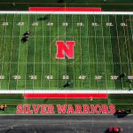new turf field drone shot with words that say niskayuna and silver warriors