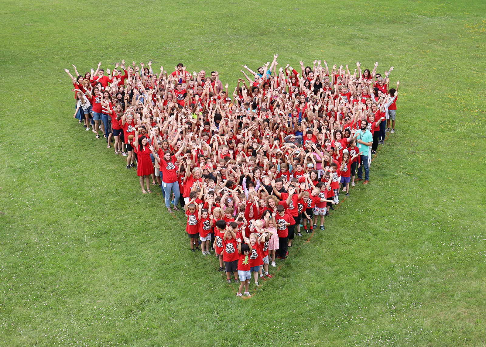 school photo in the shape of a heart