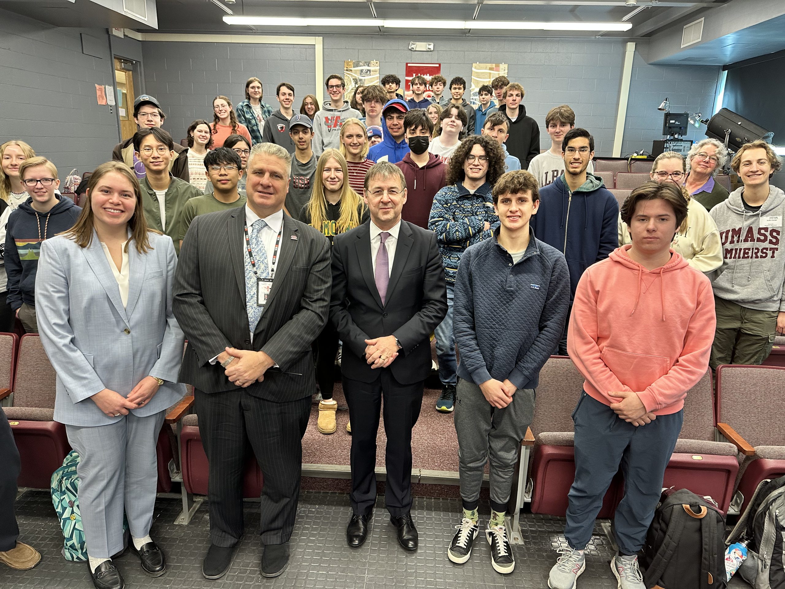 New York German Consul David Gill visits Niskayuna High School.