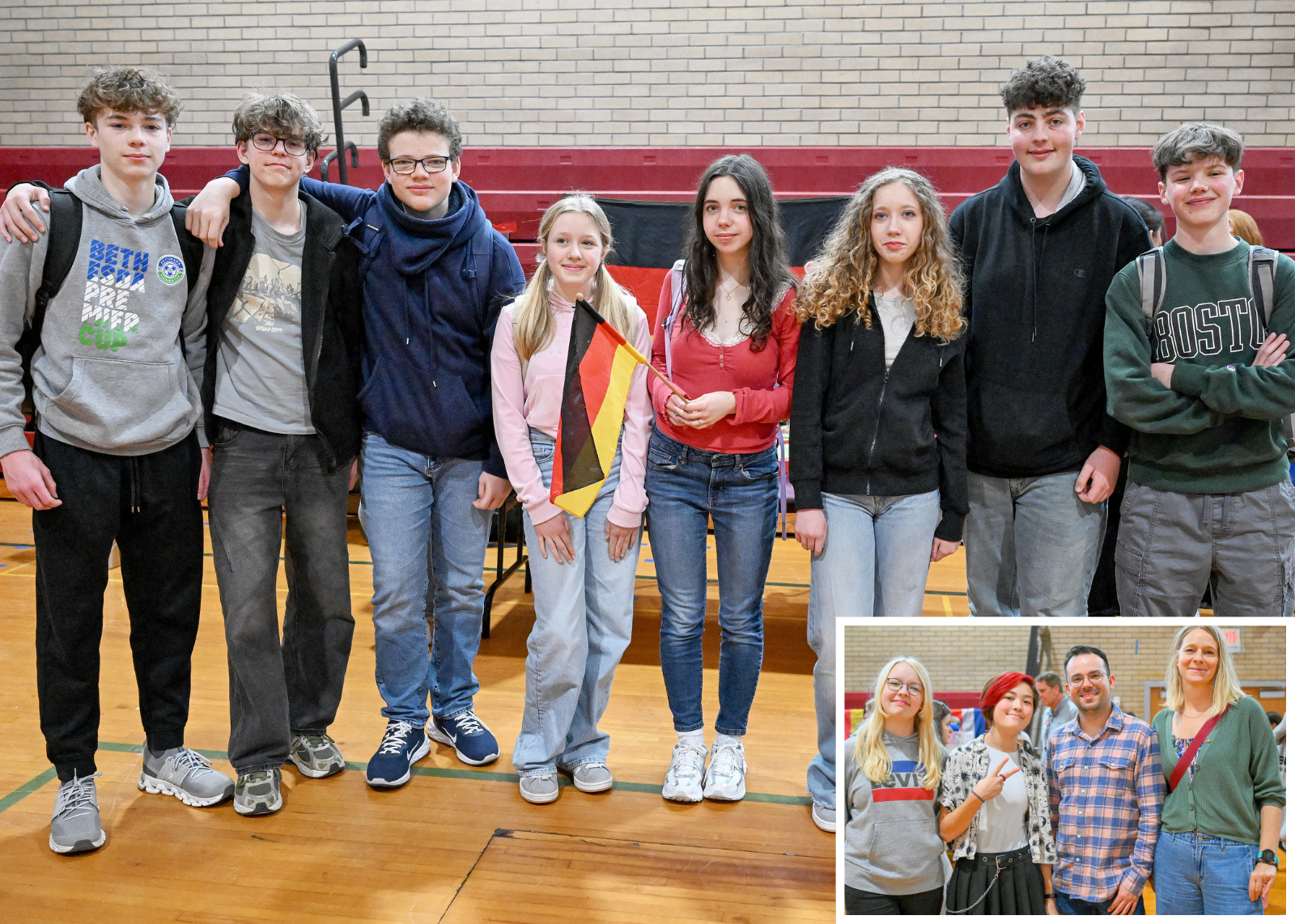 group of german exchange students with nisky hosts