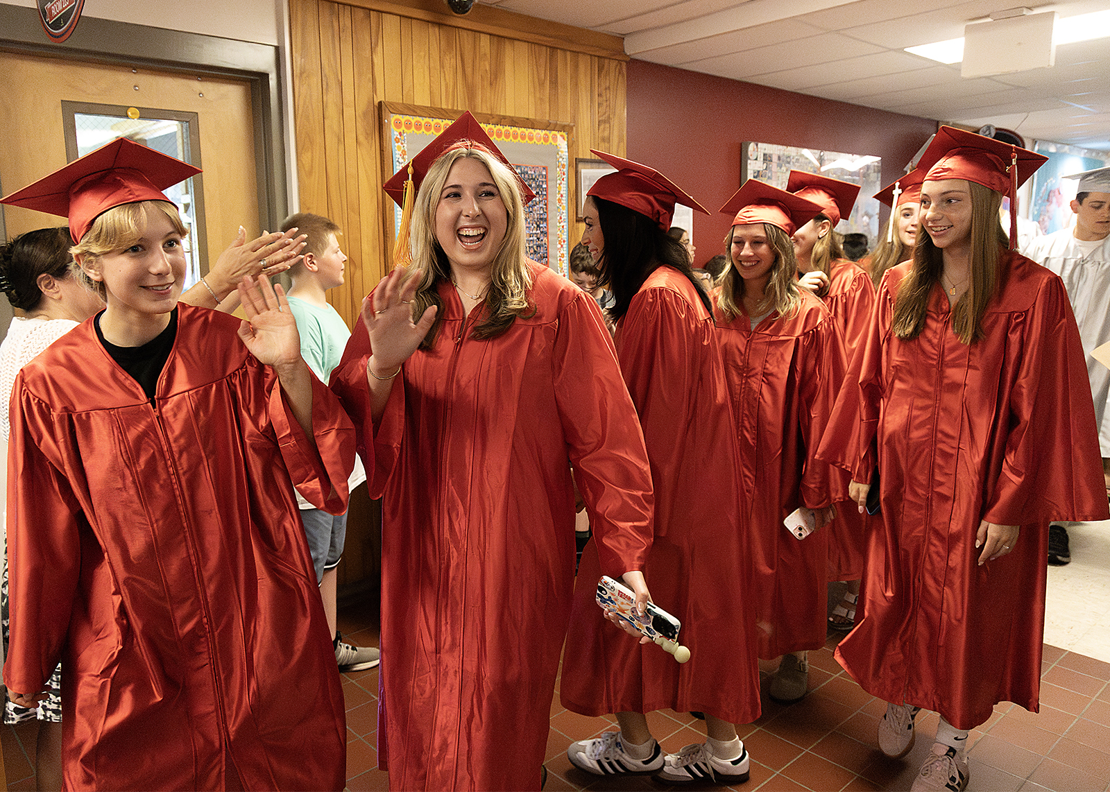 seniors walking through old elementary school