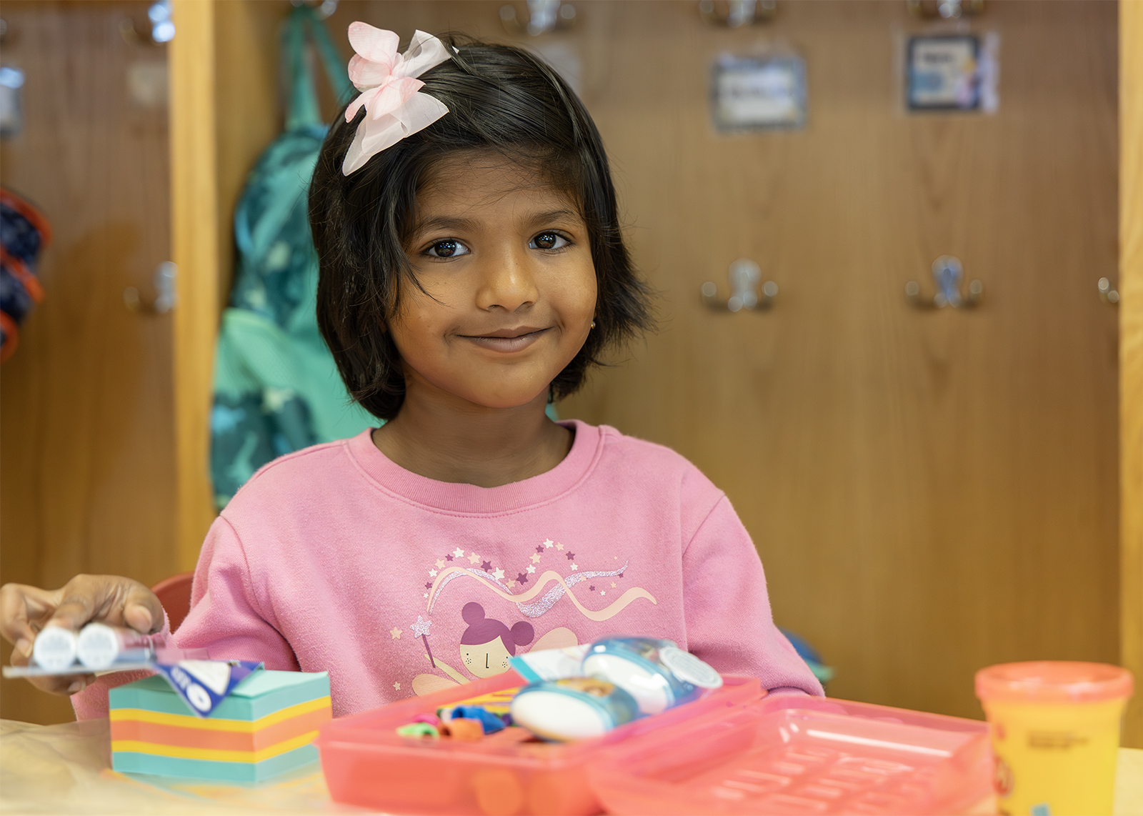 first grader smiles on first day