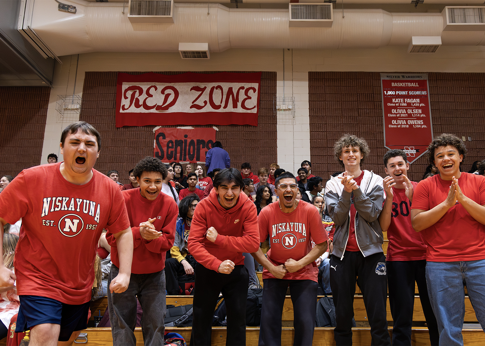 students cheering at pep rally