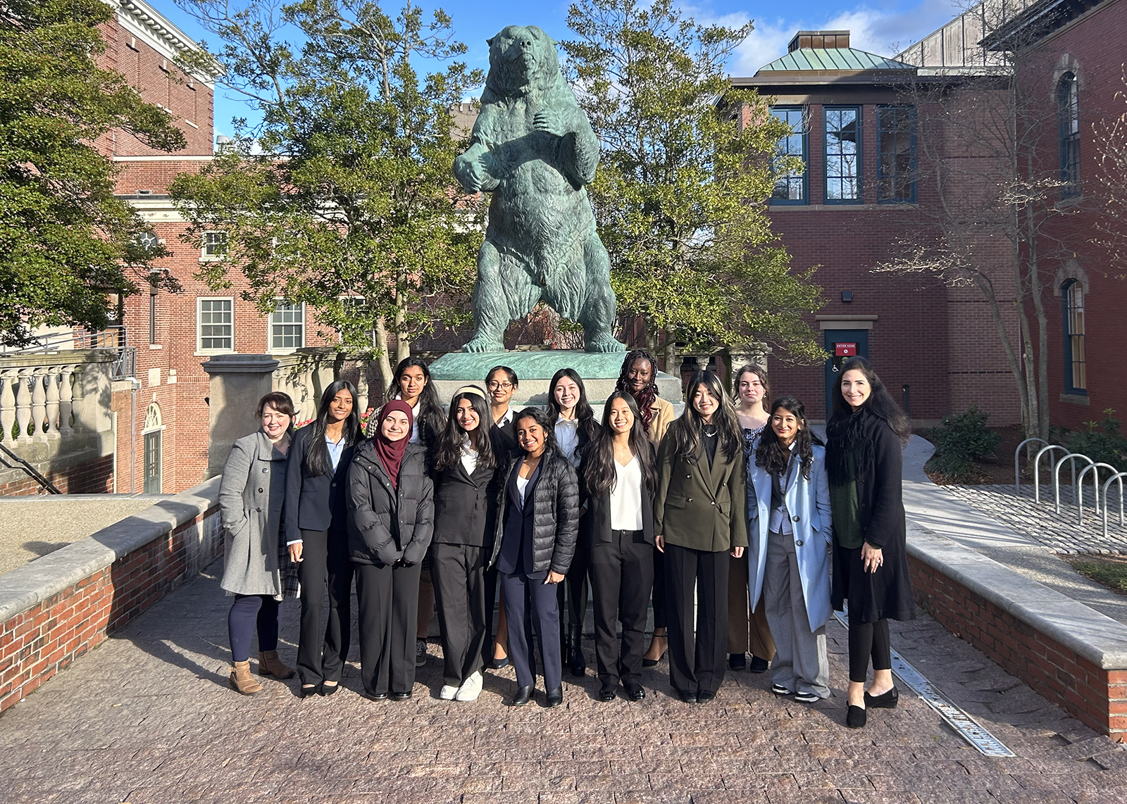 Model UN smiles in groupd photo at Brown University