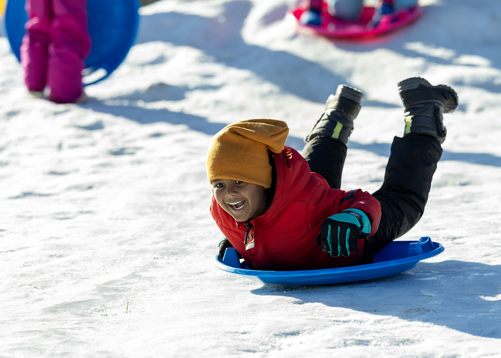 kindergartner sledding