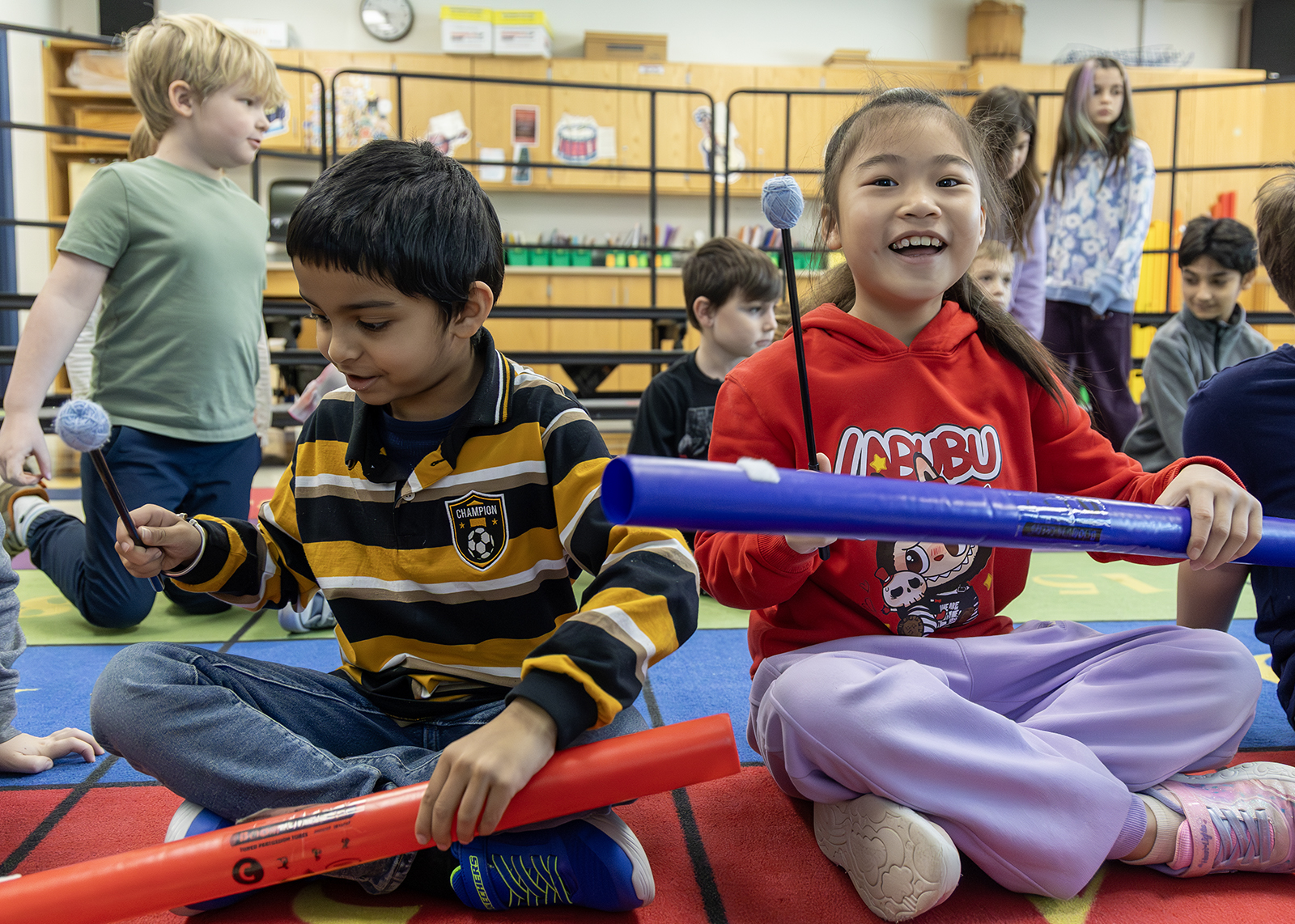 second graders in music class