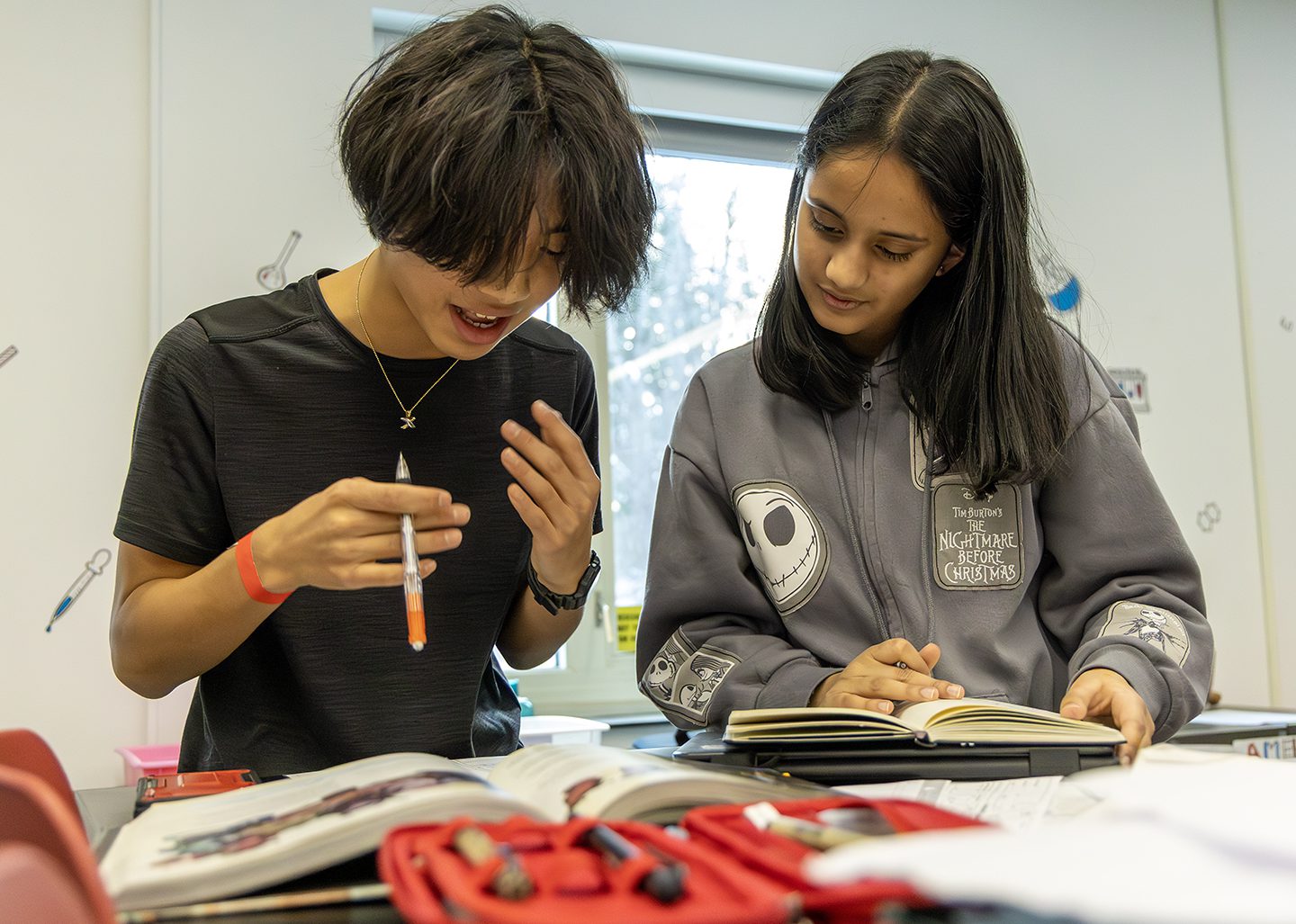 two MS students working on a project