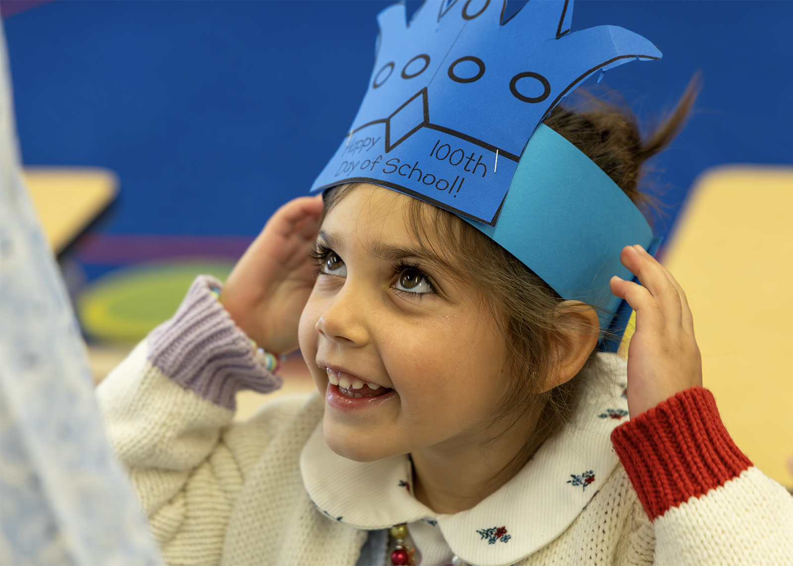 kindergartner celebrating 100 days of school