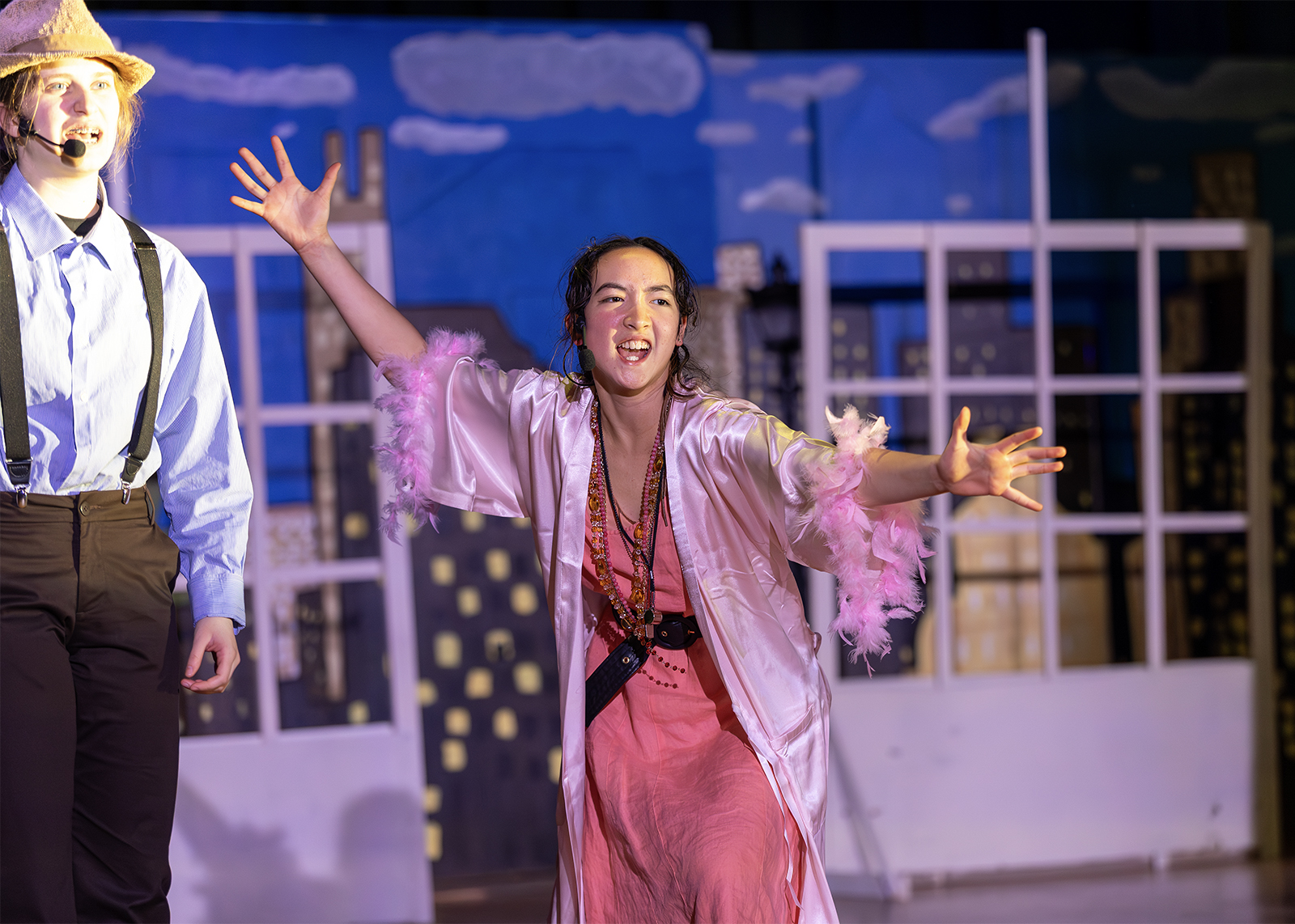 middle school students practice annie jr