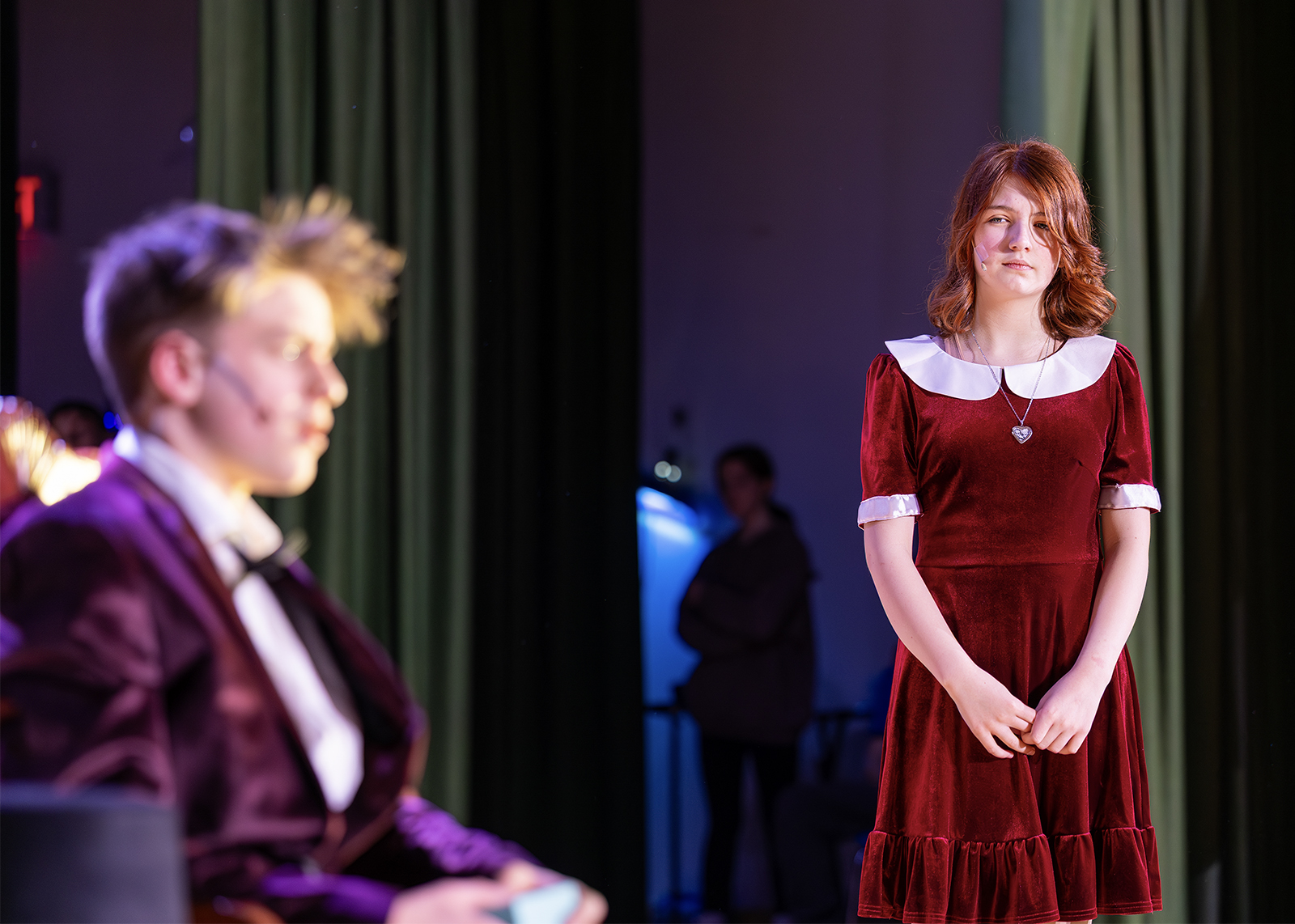 middle school students practice annie jr