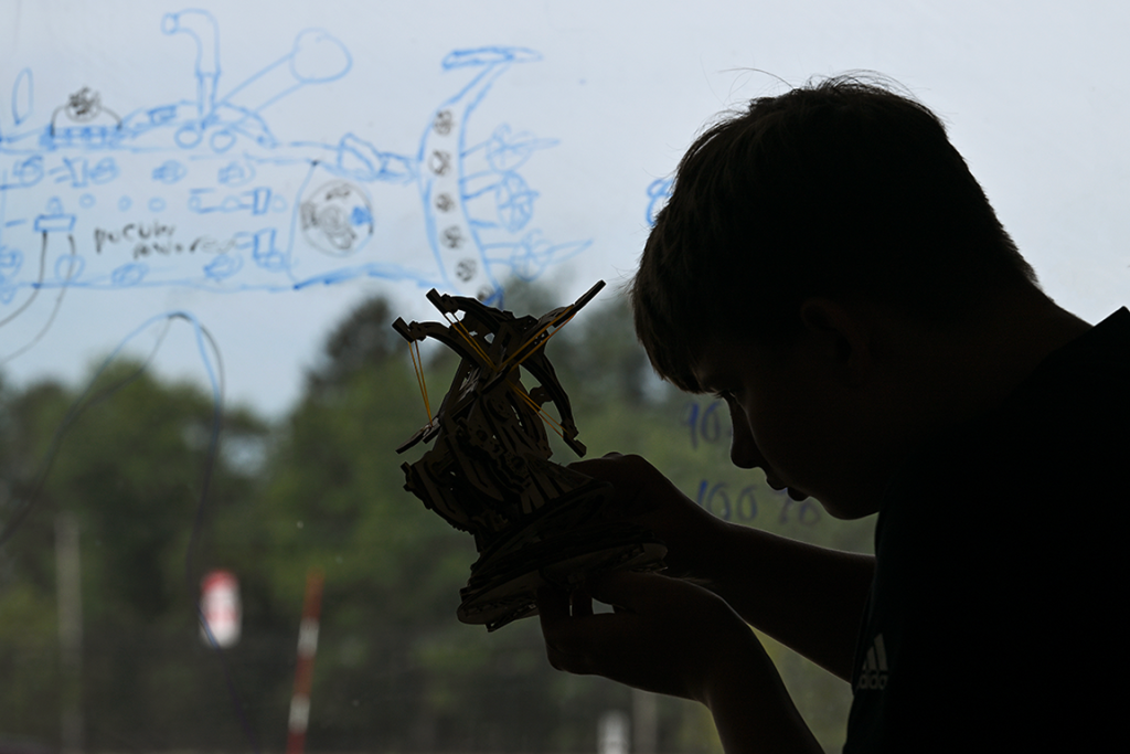 Silhouette of male student in engineering class