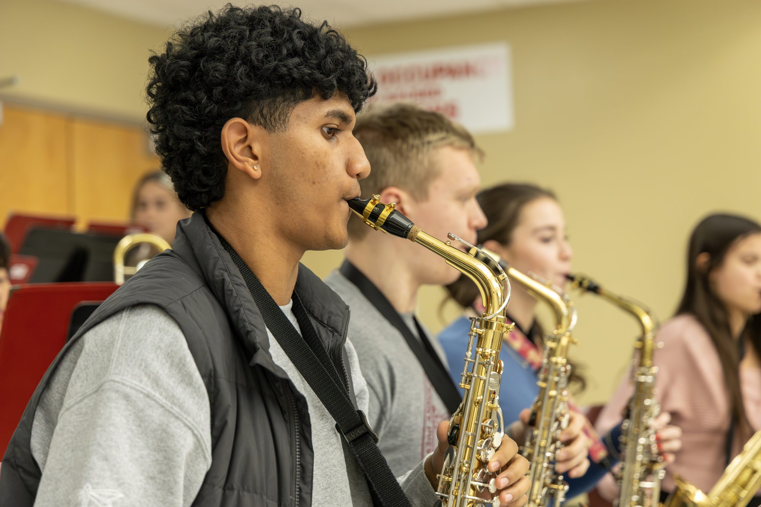 Jazz students practice in classroom.