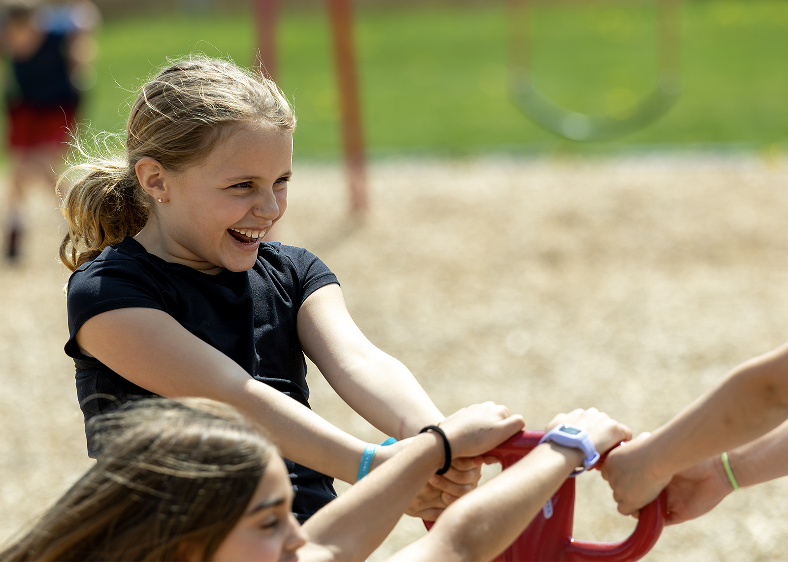 elementary students playing at recess