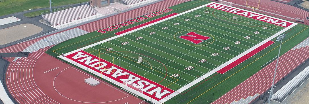 A drone shot of the Nisky athletics field.