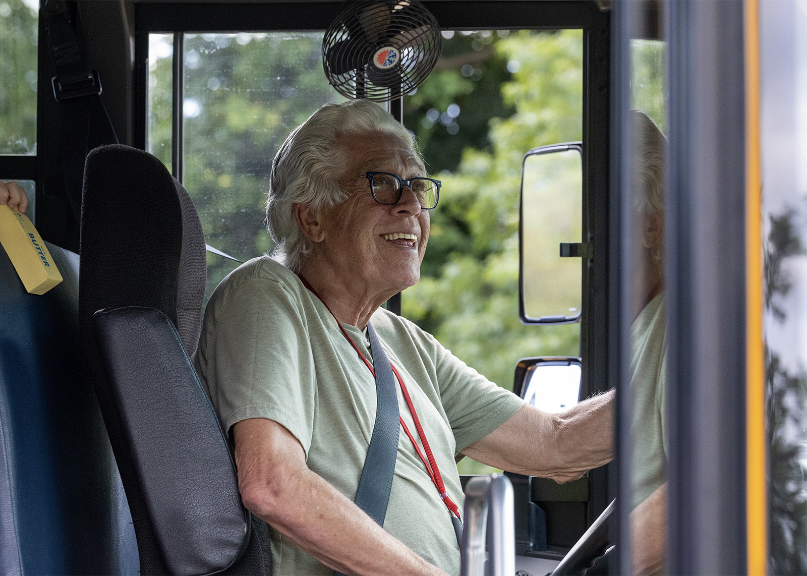 bus driver smiles